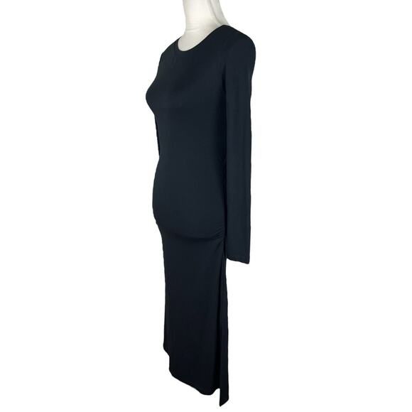 Margaret O’Leary Black Jersey Stretch Bodycon Midi Dress Long Sleeve Size Small - Picture 4 of 6
